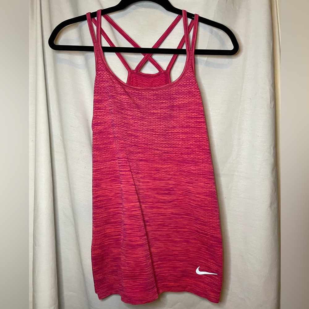 Nike DriFit Red Pink Heather Look Athletic Tank Top Size S